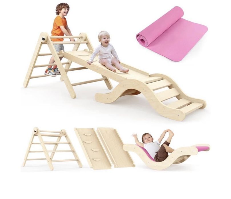 Montessori conjunto escorrega arco e tapete 7 em 1