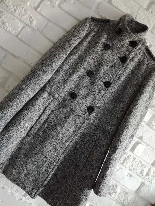 Stradivarius 36 38 wiosenny płaszcz dwurzędowy wełna wiskoza