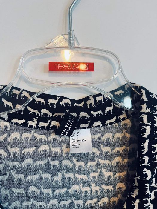 Sukienka w konie H&M czarna krotka koszulowa 34