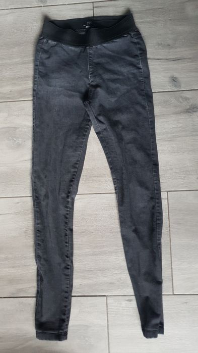 Spodnie jeans jegginsy szare na gumkę rozciągliwe S F&F