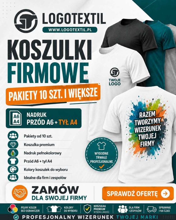 Koszulki z Logo Firmy lub Własną Grafiką , Trwały Nadruk