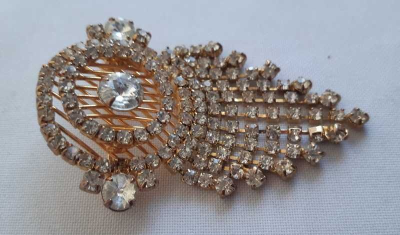 Брошь винтажная металл Водопад 11 струй ЧССР