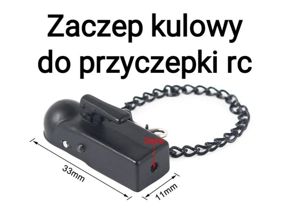 Zaczep kulowy na hak+hak z blokadą do modelu zdalnie sterowanego rc
