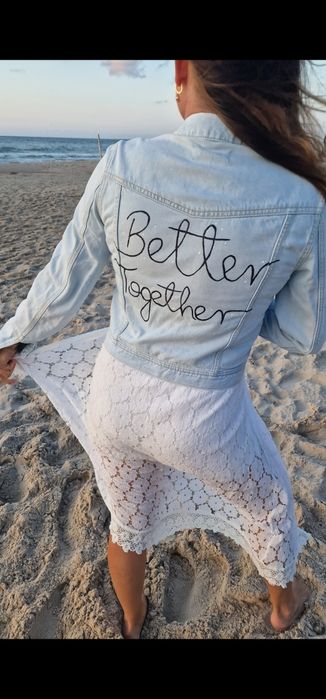 Kurtka jeansowa bride better togerher ślub panna młoda m 38