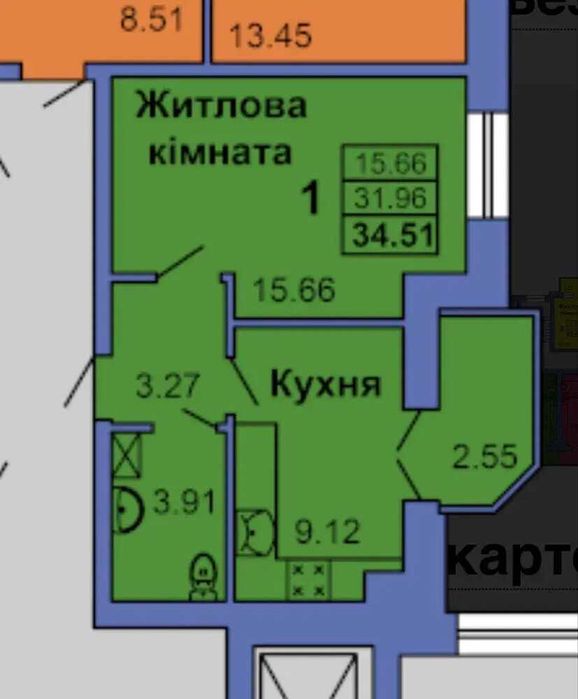 Продаж 1-кімнатної квартири в новому цегляному будинку по вул. Героїв України
