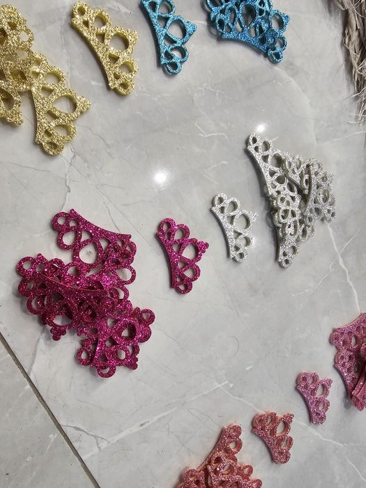 Półfabrykanty do rekodziela handmade aplikacje korony brokat nowe