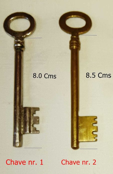 Chaves antigas de latão para móveis vintage