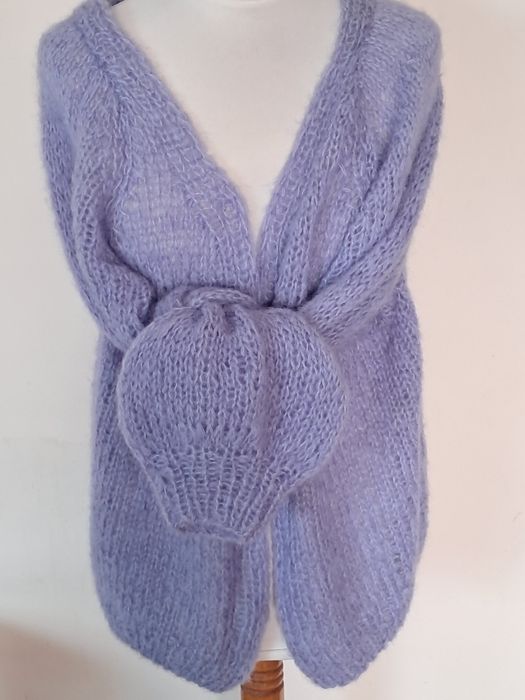 Sweter w kolorze lawendy.Alpaca.Handmade.