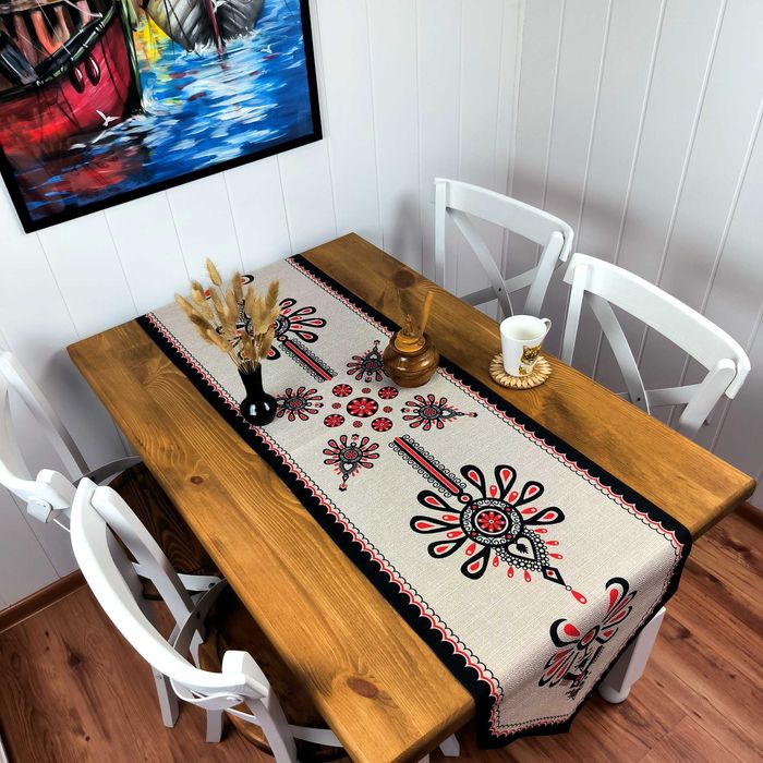 Folkowy Bieżnik na Stół 190x47 cm – Polski Produkt, Laserowy Nadruk
