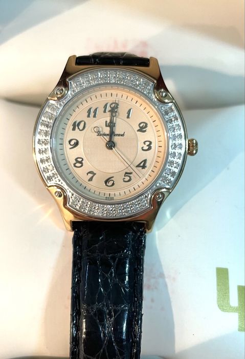Relogio lucian  picard plaque ouro rosa com diamantes novo com caixa e