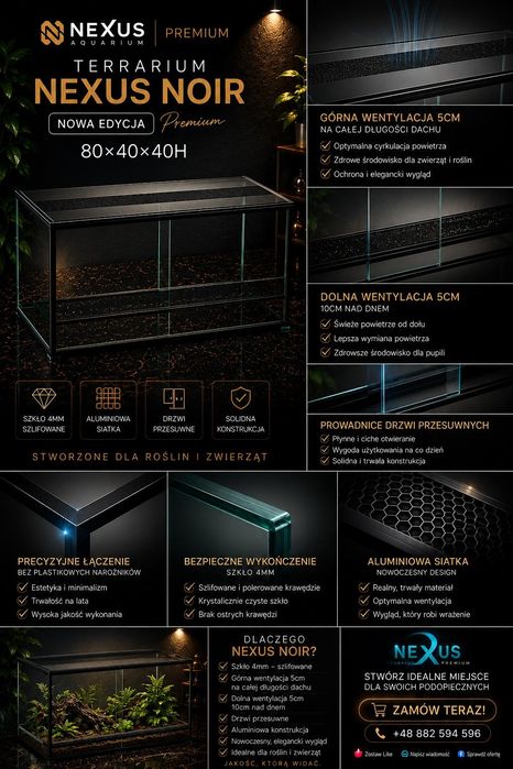 Terrarium 80x40x40 NOIR Nexus Producent