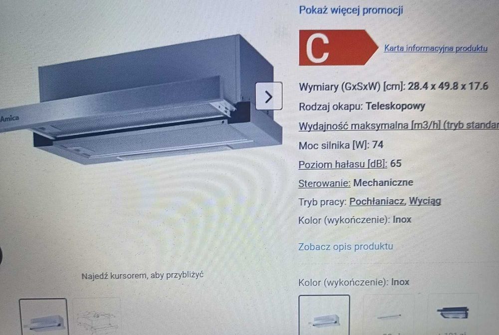 Sprzedam NOWY okap Amica
