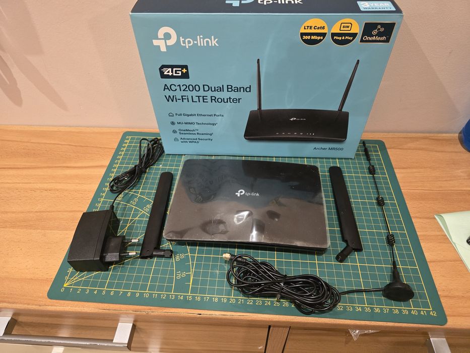 Router na karte SIM LTE 4G+ TP-LINK archer MR500 + antena 12dbi 3m