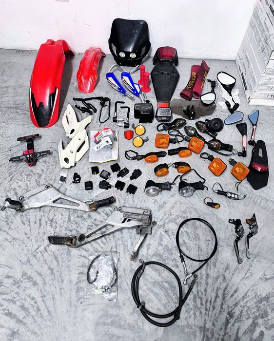 Guarda lamas, Protecções mãos, espelhos, piscas, etc. - enduro, cross,