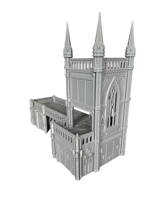 Baszta gotycka ze stróżówką, teren do gier bitewnych grimdark, druk 3D