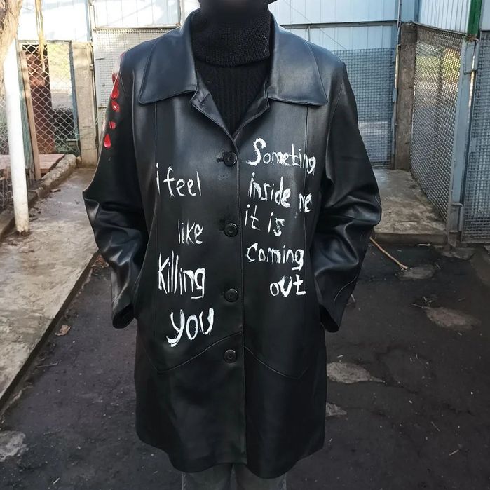 Кастомный кожаный плащ Cannibal corpse, rock, metall