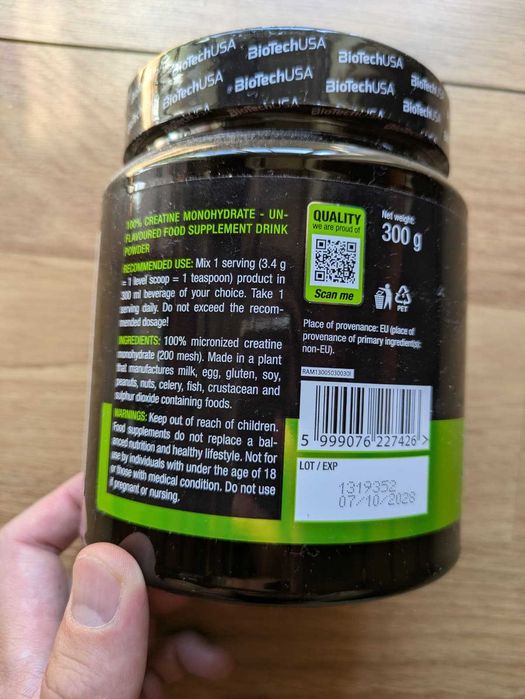 Biotech USA 100% Creatine Monohydrate – 300 g – Unflavoured