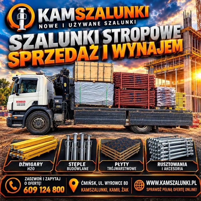 Stemple budowlane  Ocynkowane  Podpory Stropowe  Dźwigary H20 Głowice Krzyżowe Korony Trójnogi stojak płyta topolowa czarna sklejka żabki.sprężynowe
