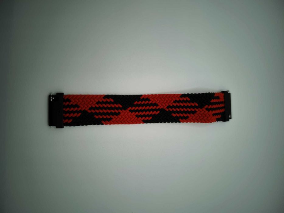 Pleciony Pasek Solo Loop – Czerwono-Czarny  22 mm do Galaxy Watch