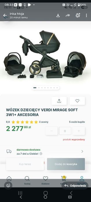 Wózek dziecięcy VERDI MIRAGE SOFT 3W1+ akcesoria