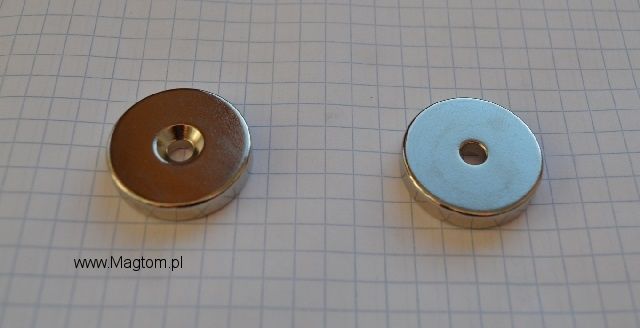 Magnesy pod wkręt magnes neodymowy z otworem MP 25 x 7,5/4,5 x 5