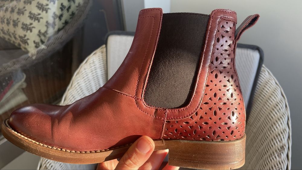 Botins em pele genuína bordeaux