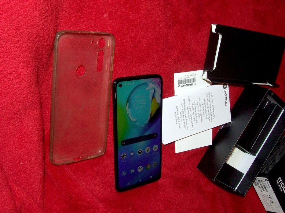 Motorola G8 Power niebieski lazurowy + etui pudełko ładowarka