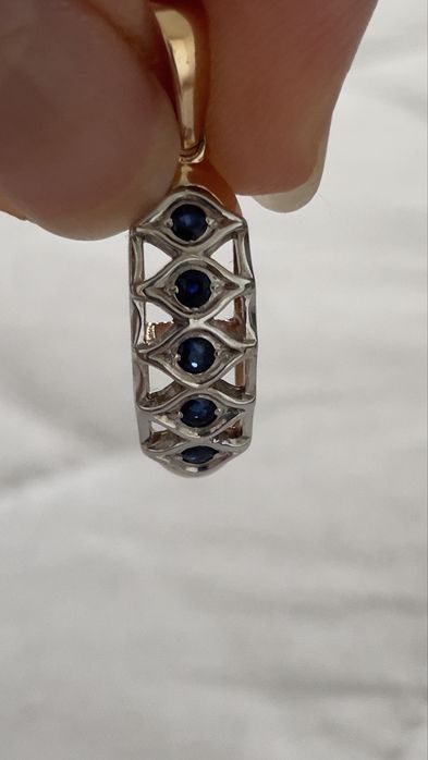 Oryginalny wisiorek z złota 585° z naturalnymi szafirami 0,15ct.