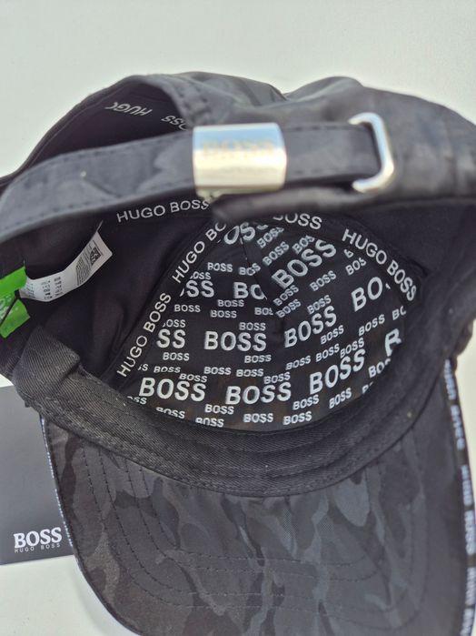 Nowa czapka BOSS Hugo Boss z metką - czarna camo, złote logo, regulowana