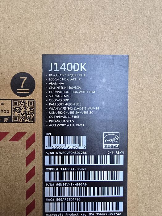 Ноутбук ASUS VivoBook Go 14 Flip J1400KA (J1400KA-DS02T)