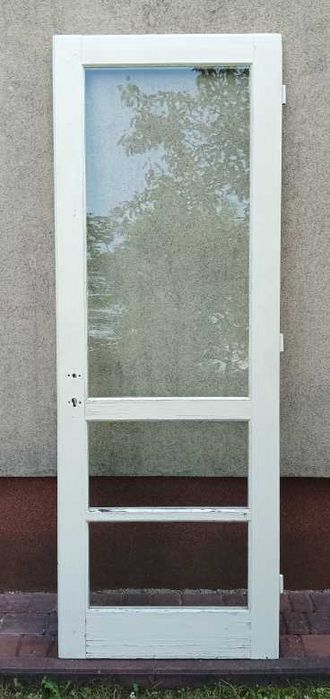 Drzwi do szklarni Skrzydło białe drewniane PRAWE balkonowe