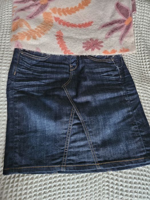 Spódnica jeans ciemny granat bawełna S