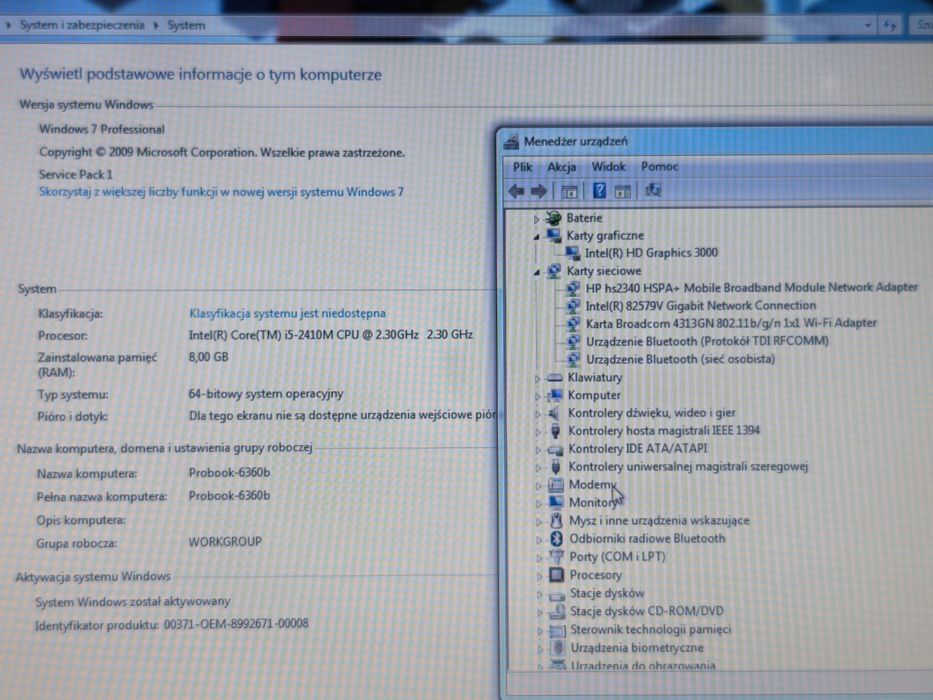 Laptop HP ProBook 6360b 8/240GB + stacja dokująca
