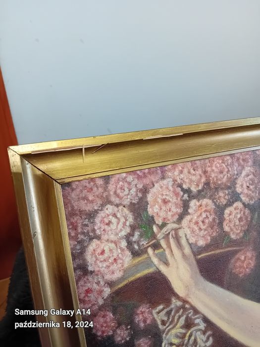 Dama w liliowej sukni - malowany ręcznie na płótnie
