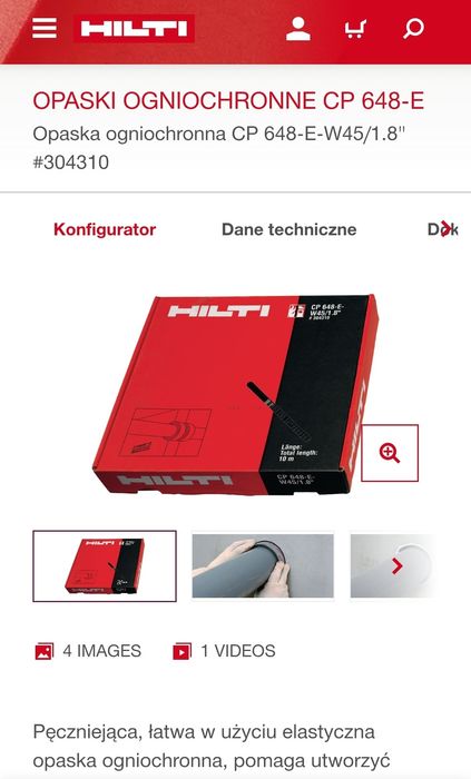 Hilti Opaska ogniochronna CP 648-E 10mb