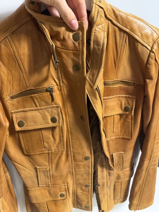 Zara Basic - Kurtka skórzana damska S camel