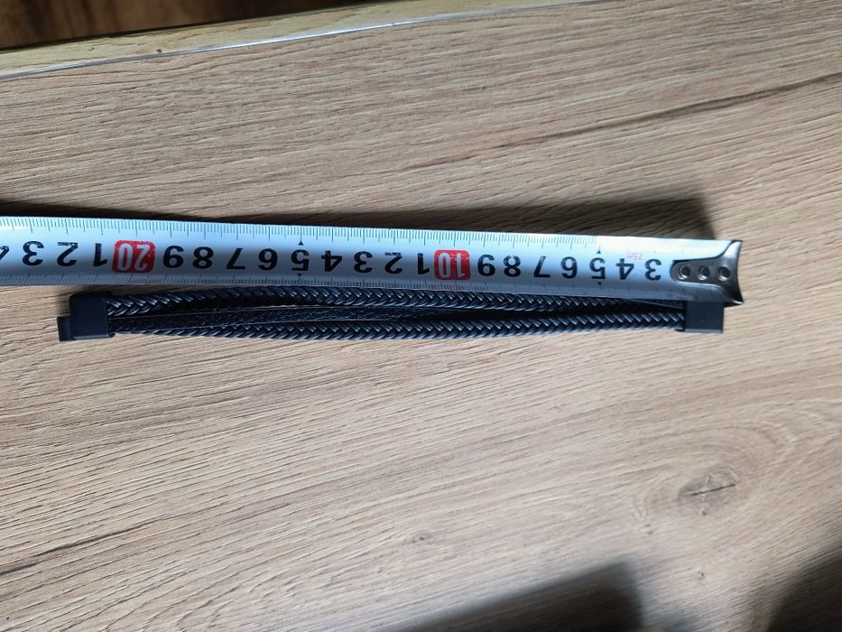 Nowa bransoletka czarna męska skórzana 22cm