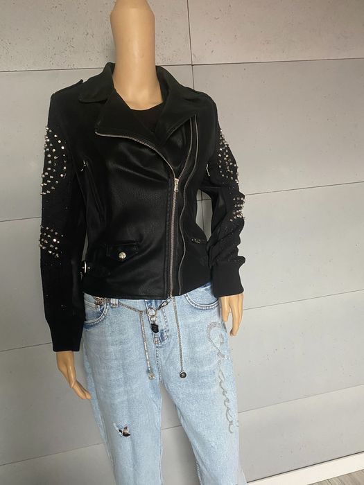 Luksusowa ramoneska z kamieniami i cwiekami S