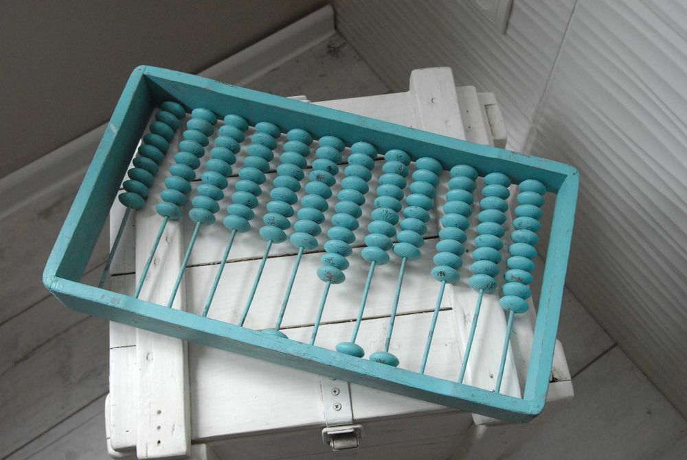 Stare malowane, duże liczydło, dekoracja. 47x26 cm