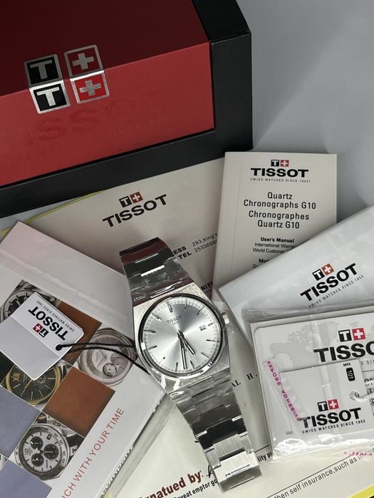 Швейцарський годинник Tissot PRX, білий перламутр