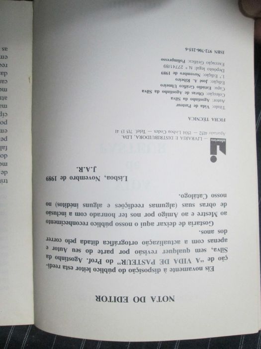 Vida de Pasteur, Agostinho da Silva