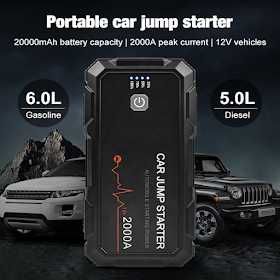 Booster carregamento emergencia bateria 12v carro mota carrinha caravana 2000A NOVO