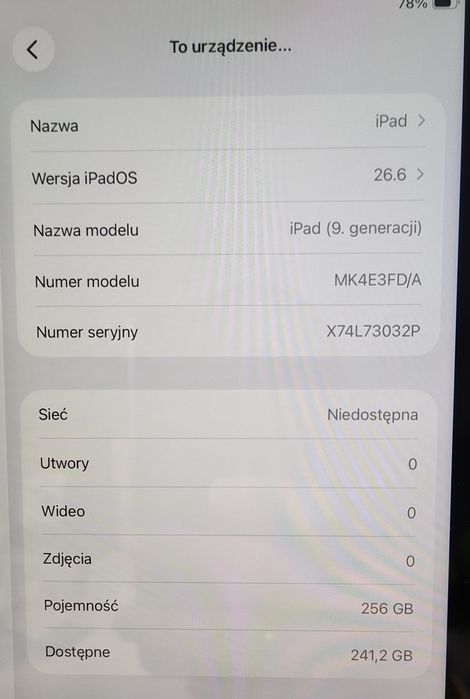 W2//Apple/ iPad 9gen. 256GB, Wi-Fi/ Szczecin