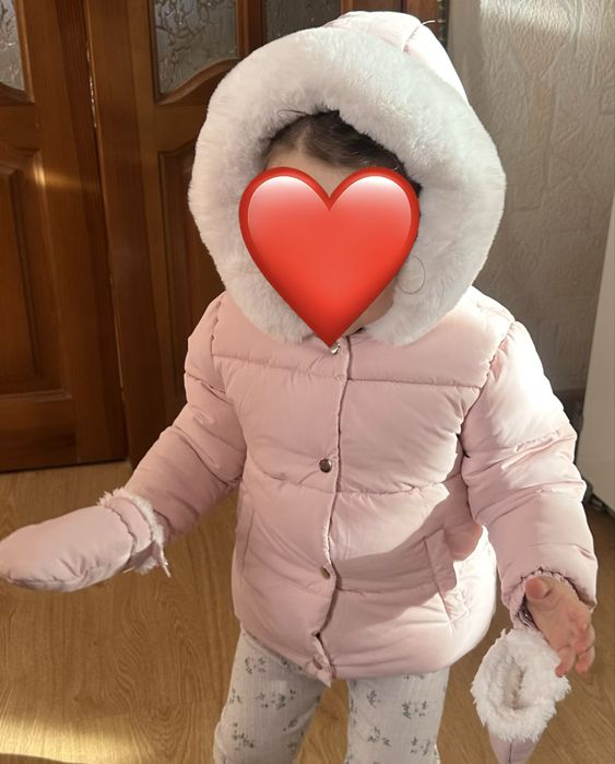 Зимова курточка для дівчинки з ракавичками 18-24м