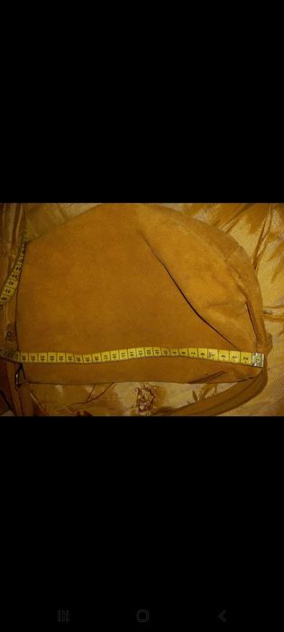 Mala pequena de ombro, em camurça, amarelo torrado - Springfield