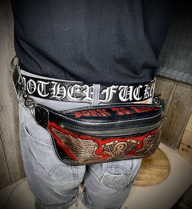 Saszetka nerka shovelhead harley handmade rock motocyklowa