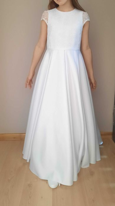 Sukienka komunijna + bolerko + torebka, wysoka dziewczynka 140/146 cm