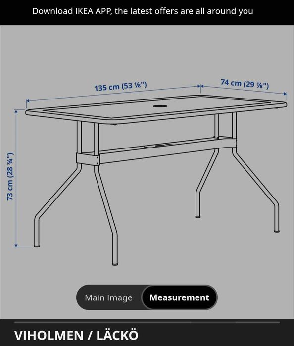 Mesa exterior metálica marca IKEA