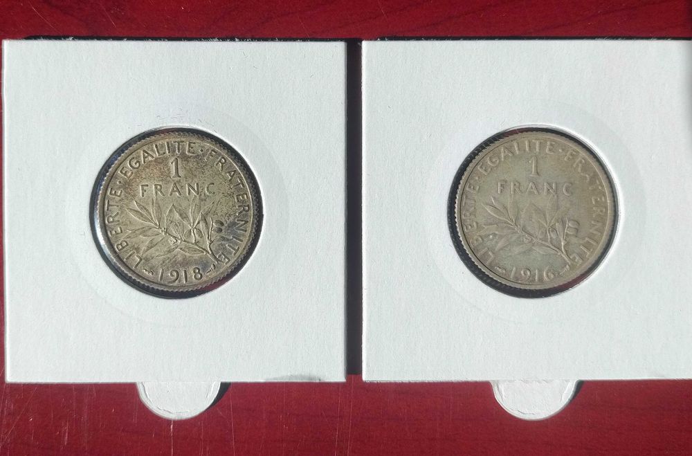 Monety 1 Frank Francja "Siewczyni" 2 szt.Ag