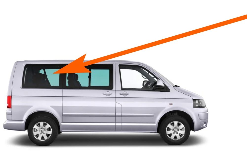 Боковое стекло заднее салона правое Транспортер т5 t5